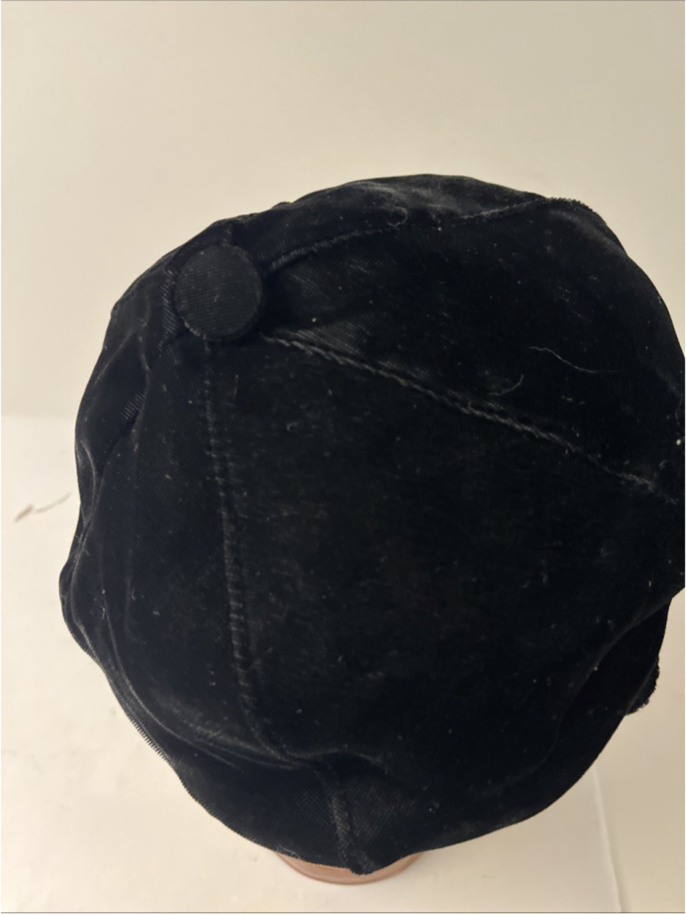 Vintage Black Velvet Equestrian Riding Cap Hat Visor Newsboy 1950s 1960s - Picture 2 of 5